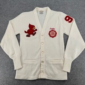 Vintage Bristol Products FHA HERO Letterman Cardigan Sweater Cream Red Size 40